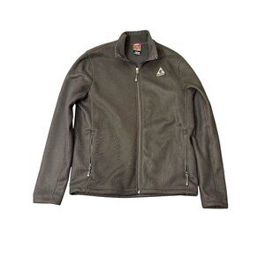 Gerry Mens Full-Zip Gray Waffle-Knit Jacket With Side Pockets - Medium